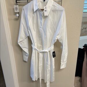 Express White Portofino Dress Shirt with Classic Collar